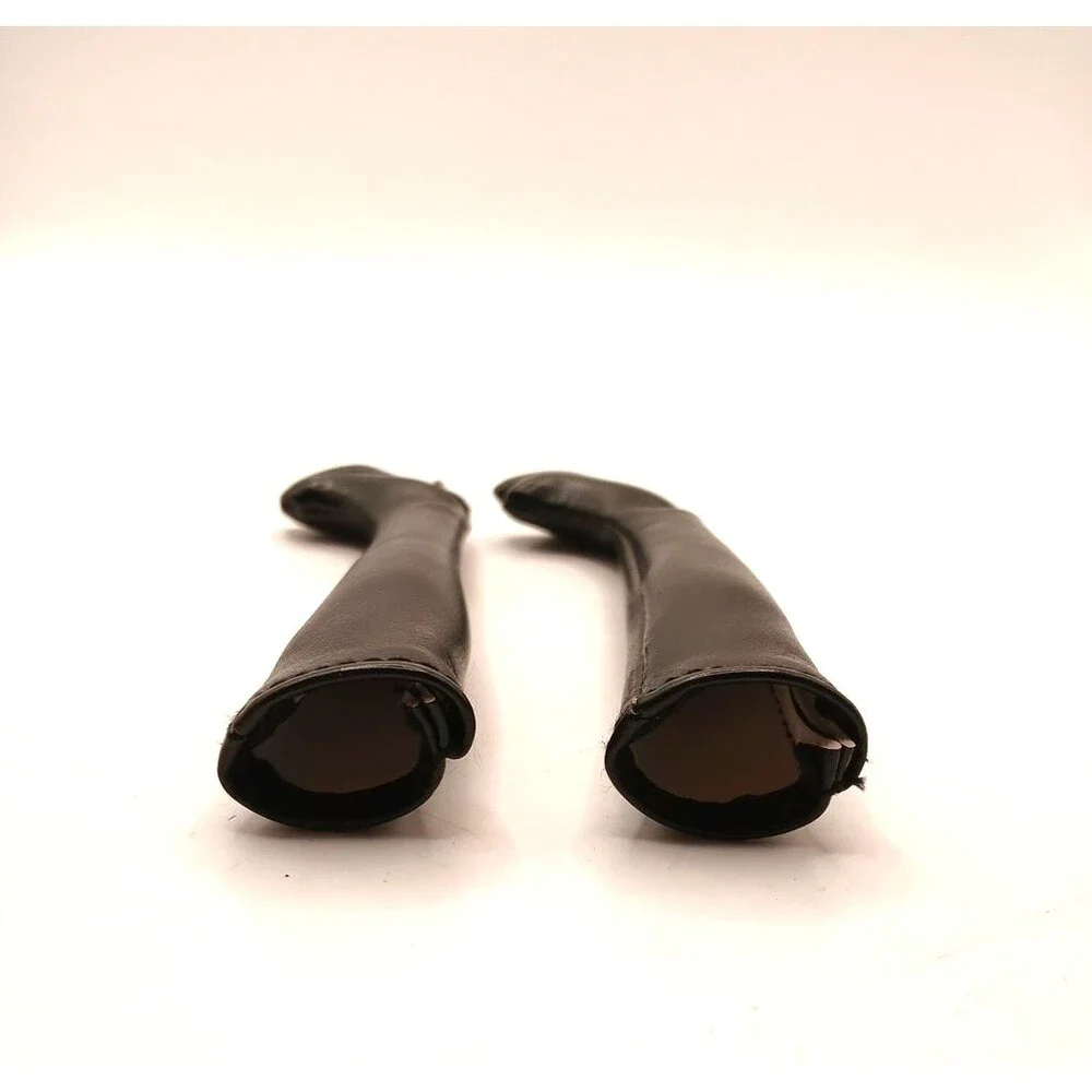 Black Pleather Slip On Over the Knee Boots Shoes for Fashion Dolls Marked 
